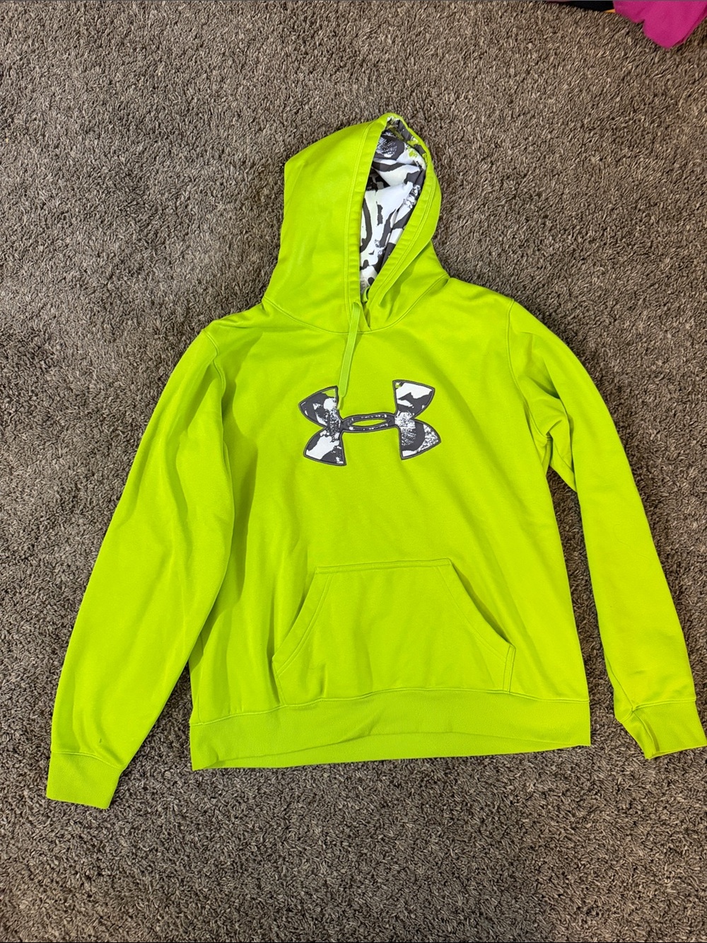 Under Armour Lime Green Hoodie with Camo-Accented Logo